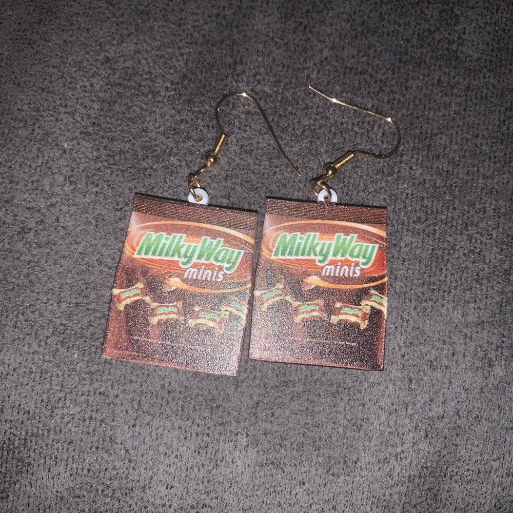 Milky Way Mini  Chocolate Bars Snacks Products Earrings -52